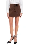 Endless Rose Rosette Faux Wrap Miniskirt In Chocolate