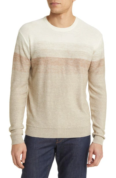 Peter Millar Dégradé Stripe Wool & Linen Crewneck Sweater In Sandstone