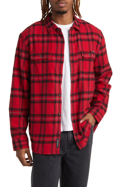 Vans Westminster Plaid Flannel Button-up Shirt In Chili Pepper-black