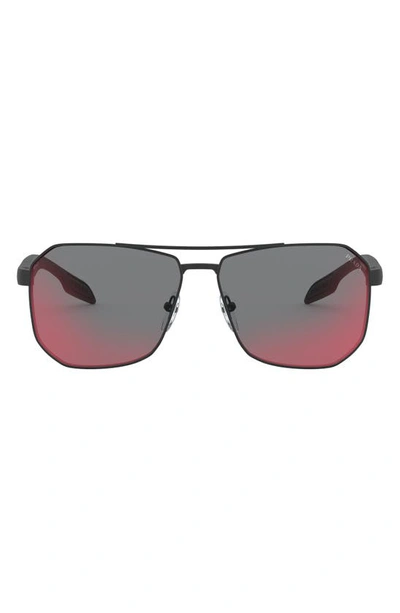 Prada 62mm Oversize Pillow Sunglasses In Rubber Black
