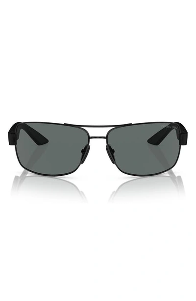Prada 65mm Oversize Polarized Pillow Sunglasses In Black