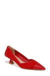 Franco Sarto Darcy Kitten Heel Pump In Cherry Red Suede,faux Leather