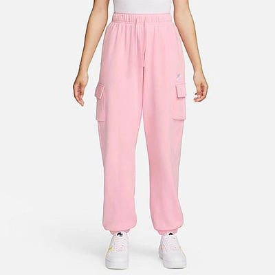 Nike Women's  Sportswear Club Fleece Mid-rise Oversized Cargo Sweatpants In Pink