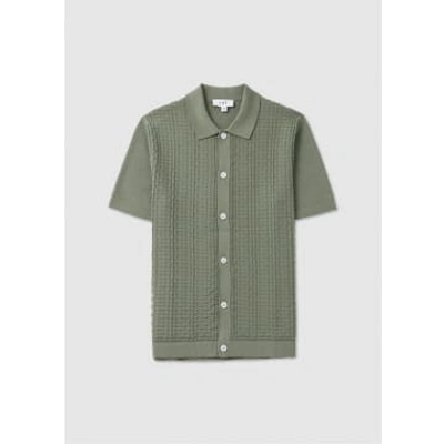 Che Mens Links Knitted Shirt In Sage In Green