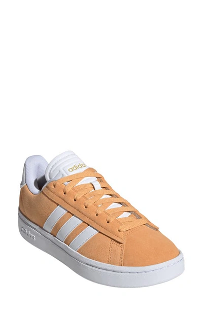 Adidas Originals Women's Grand Court Alpha Cloudfoam Lifestyle Comfort Casual Sneakers From Finish Line In Orange/white/gold Met.