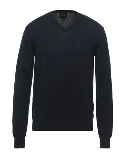 Armani Exchange Man Sweater Midnight Blue Size M Cotton, Polyamide, Elastane In Blue