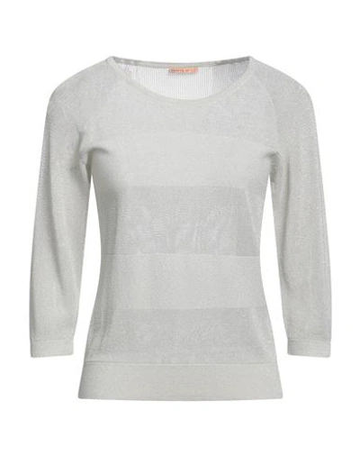 White Wise Woman Sweater Light Grey Size L Viscose, Nylon