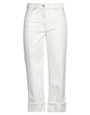 Peserico Woman Jeans Ivory Size 8 Cotton, Elastane In White