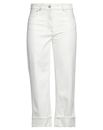 Peserico Woman Jeans Ivory Size 6 Cotton, Elastane In White