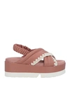 Mou Woman Sandals Pastel Pink Size 8 Lambskin In Pink