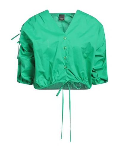 Pinko Woman Shirt Green Size 8 Cotton