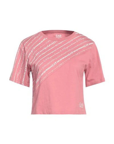 Ea7 Woman T-shirt Pastel Pink Size Xxl Cotton