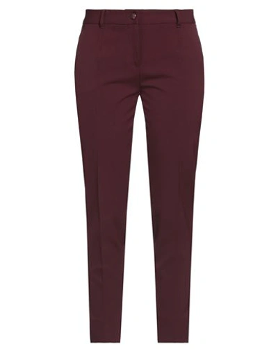 Dolce & Gabbana Woman Pants Burgundy Size 8 Polyester, Virgin Wool, Elastane In Red