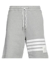 Thom Browne Vertical Pinstripe Shorts With Drawstring Waistband And Bold Accents In Gray