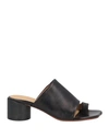 Mm6 Maison Margiela Woman Thong Sandal Black Size 10 Soft Leather