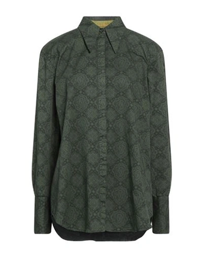 Le Sarte Pettegole Woman Shirt Dark Green Size 4 Cotton, Elastane