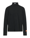 Heron Preston Black Turtleneck Pullover With Contrasting Logo Embroidery In Cotton Man In Black