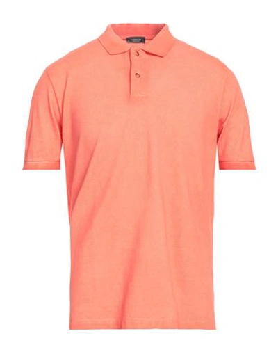 Rossopuro Man Polo Shirt Coral Size 5 Cotton In Red