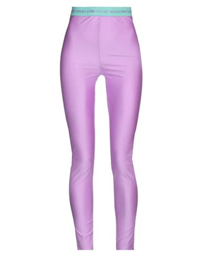 Versace Jeans Couture Woman Leggings Lilac Size 4 Polyamide, Elastane In Purple