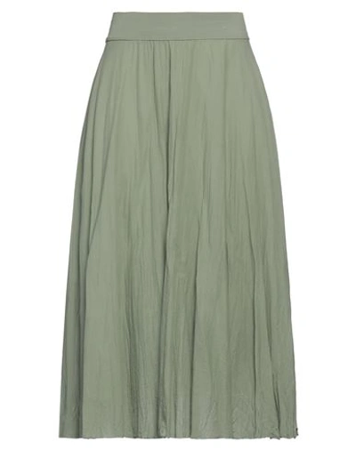European Culture Woman Maxi Skirt Sage Green Size Xxl Cotton, Lycra