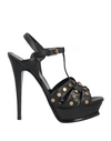 Saint Laurent Black Tribute Sandals With Studs And Platform For Women In Black