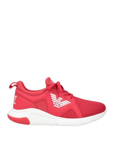 Ea7 Man Sneakers Red Size 9.5 Textile Fibers In Red