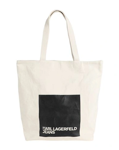 Karl Lagerfeld Jeans Ns Canvas Tote Woman Shoulder Bag Ivory Size - Recycled Cotton, Cotton In White