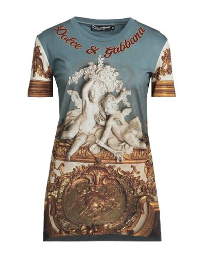 Dolce & Gabbana Woman T-shirt Pastel Blue Size 2 Cotton
