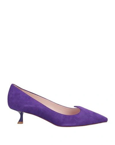 Roger Vivier Woman Pumps Purple Size 8 Soft Leather