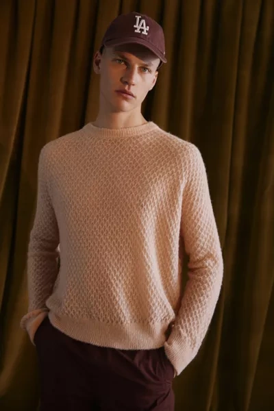 Standard Cloth Sheer Crew Neck Sweater In Peach, Men's At Urban Outfitters