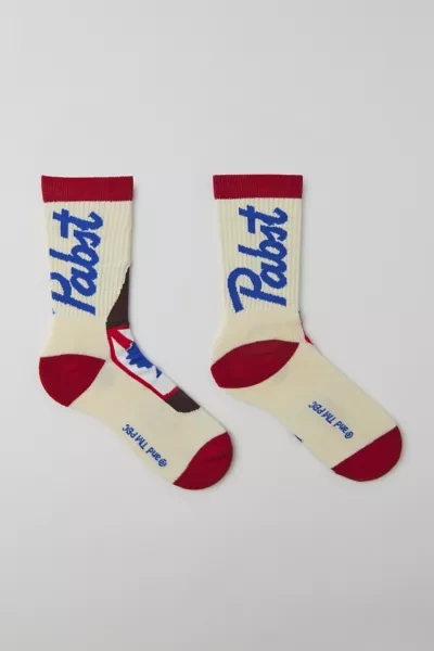 Urban Outfitters Pabst Blue Ribbon Bottle Crew Sock In Cream, Men's At
