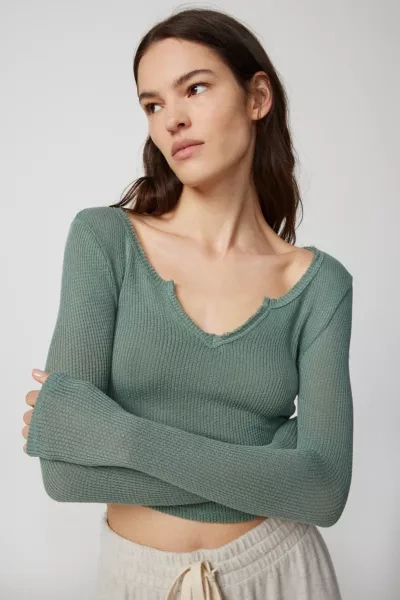 Out From Under Lias Notch Neck Top In Green, Women's At Urban Outfitters