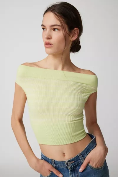 Out From Under Paige Seamless Off-the-shoulder Top In Lime, Women's At Urban Outfitters