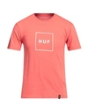 Huf Man T-shirt Coral Size L Cotton In Red