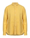 Tintoria Mattei 954 Man Shirt Ocher Size 17 Cotton In Yellow