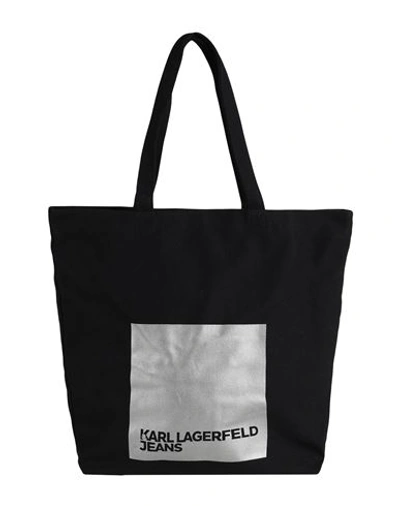 Karl Lagerfeld Jeans Ns Canvas Tote Woman Shoulder Bag Black Size - Recycled Cotton, Cotton