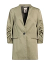 Semicouture Woman Blazer Military Green Size 6 Cotton, Linen, Polyester