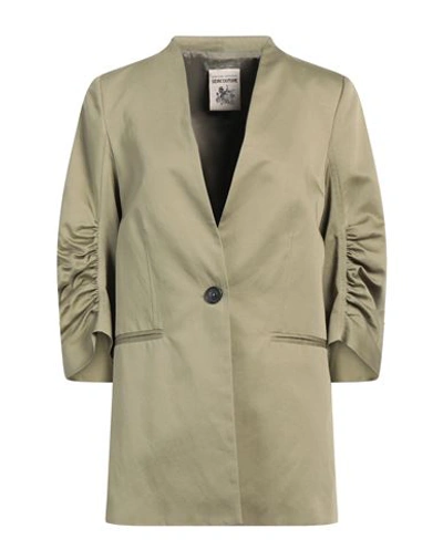 Semicouture Woman Blazer Military Green Size 8 Cotton, Linen, Polyester
