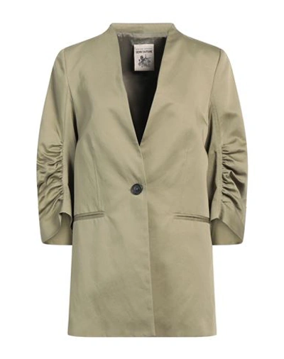 Semicouture Woman Blazer Military Green Size 4 Cotton, Linen, Polyester In Green