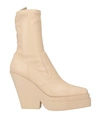 Gia Borghini Woman Ankle Boots Beige Size 10 Textile Fibers