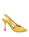 Silvia Rossini Woman Sandals Yellow Size 6 Leather