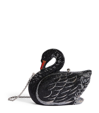 Judith Leiber Odile Swan Clutch Bag In Black