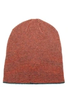 Portolano Mini Stripe Slouchy Hat In Charcoal/ Orange
