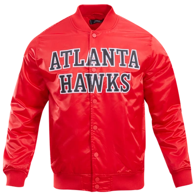 Pro Standard Mens  Hawks Big Logo Satin Jacket In Red