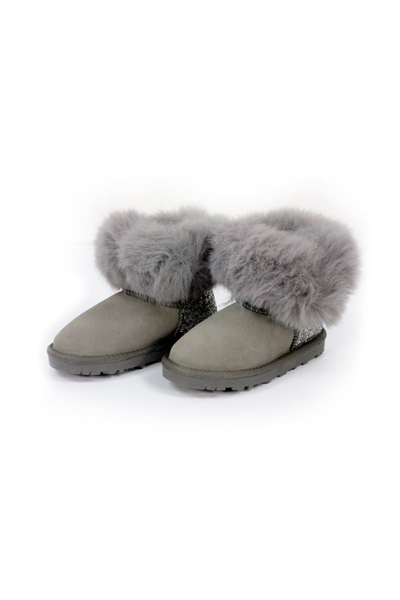 Monnalisa Kids' Boot With Rhinestones In Grey