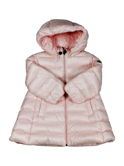 Moncler Kids' Long Down Jacket Majeure Padded With Real Goose Down With Detachable Hood And Zip Closure Welt Pocke In Pink