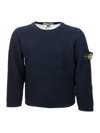 Stone Island Wool Sweater With Logo In Blu