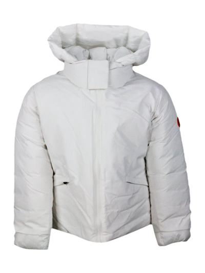 Save The Duck Kids' Liri Down Jacket With Removable Hood With Animal Free Padding With Animal Free Padding With Zip Clos In White