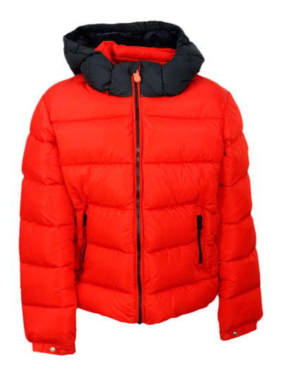 Save The Duck Kids' Rumex Down Jacket With Detachable Hood With Animal Free Padding And No Animal Derivatives With Zip C In Red