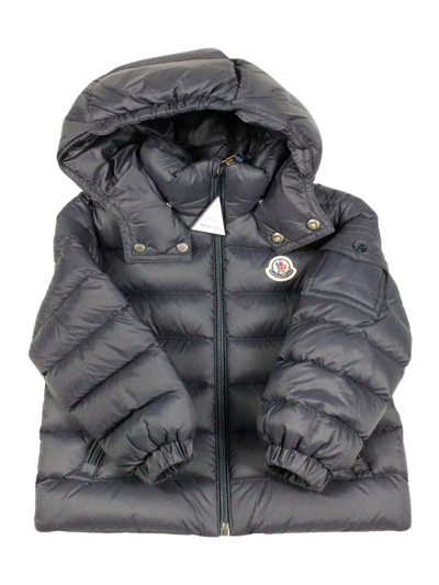 Moncler Kids' Jules Down Jacket Filled With Real Goose Down With Detachable Hood And Zip Closure-. In Blue
